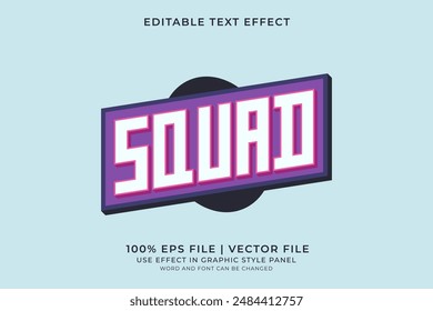 3d text effect Squad editable vector. Text effect about game, community, team, and squad logo