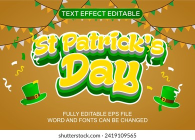 3d text effect st patrick's day vector editable