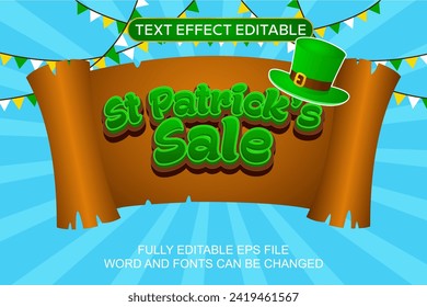 3d text effect st patrick's sale vector editable