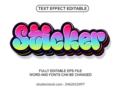 3d text effect sticker vector editable