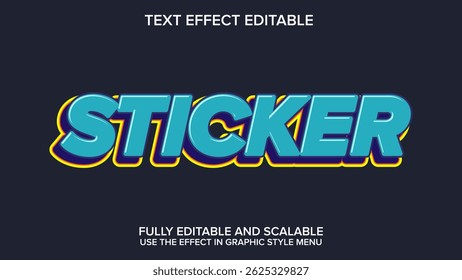 3d text effect sticker vector editable