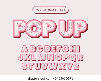 3d text effect with stitching style, editable vector text effect. The word font derives from Bold Monserrat font