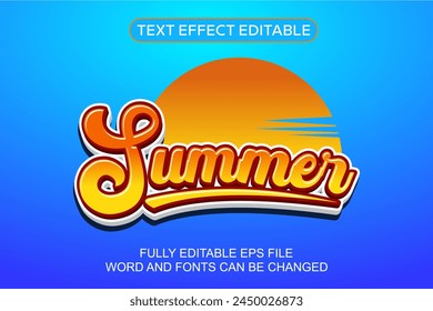 3d text effect summer vector editable