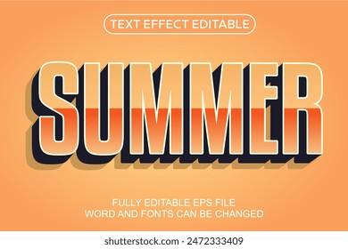 3D TEXT EFFECT SUMMER VECTOR EDITABLE