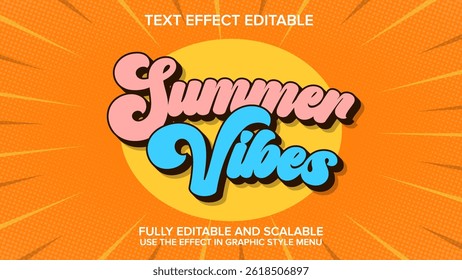 3d text effect summer vibes vector editable