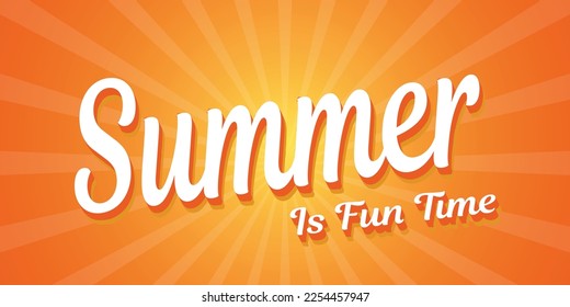 3D Text Effect Summertime fun time template, set of alphabets, 3d text effect banner, summer background