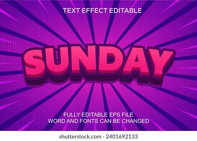 3D text effect sunday vector editable