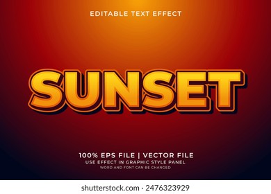 3d text effect Sunset editable vector