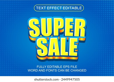 3D TEXT EFFECT SUPER SALE DISCOUNT VECTOR EDITABLE