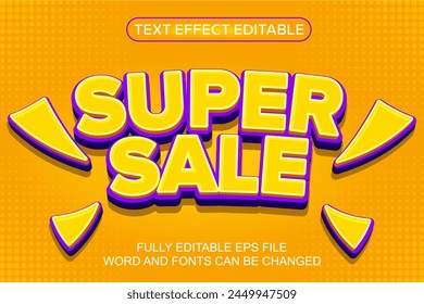 3D TEXT EFFECT SUPER SALE DISCOUNT VECTOR EDITABLE