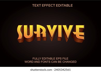 3D TEXT EFFECT SURVIVE GAME CARTOON VECTOR EDITABLE