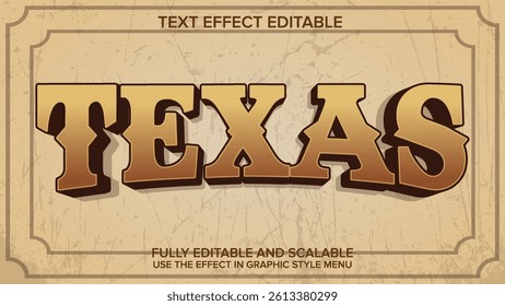 3d text effect texas vector editable