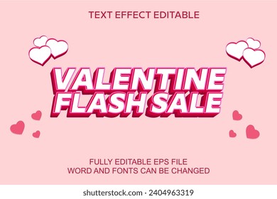 3D TEXT EFFECT VALENTINE FLASH  SALE VECTOR EDITABLE