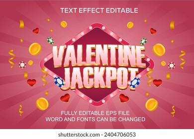 EFECTO DE TEXTO 3D VALENTINE JACKPOT VECTOR EDITABLE