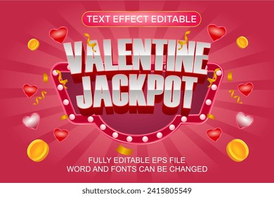 3D TEXT EFFECT VALENTINE JACKPOT VECTOR EDITABLE