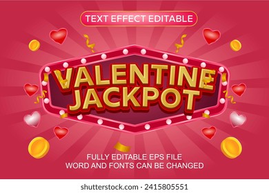 3D TEXT EFFECT VALENTINE JACKPOT VECTOR EDITABLE