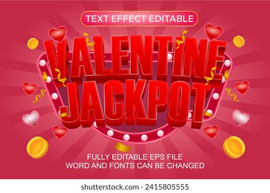 3D TEXT EFFECT VALENTINE JACKPOT VECTOR EDITABLE