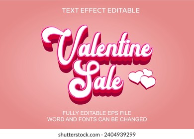 3d efecto de texto vectorial de venta valentina editable