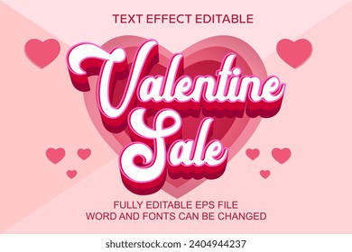 3d text effect valentine sale vector editable