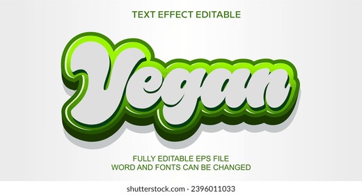 3D text effect vegan vector editable