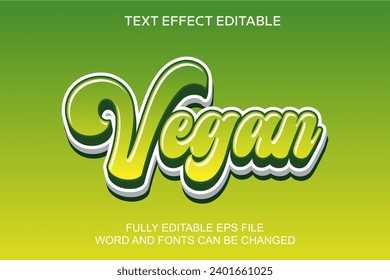 3d text effect vegan vector editable