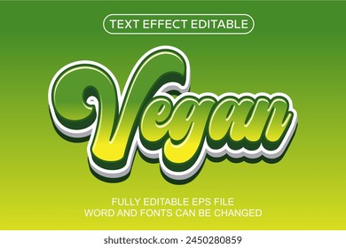 3d text effect vegan vector editable