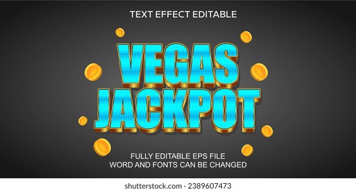 3d efecto texto vegas jackpot vector azul y oro