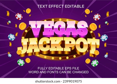 3D TEXT EFFECT VEGAS JACKPOT VECTOR