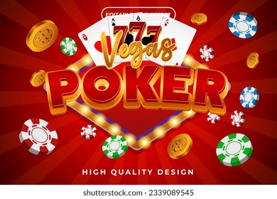 3D Text Effect Vegas Poker