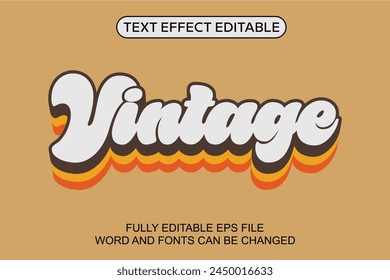 Vector vintage de efecto de texto 3d editable