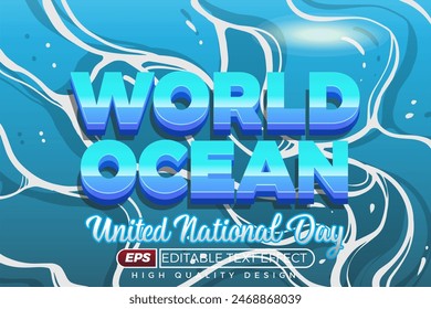 3d text effect water ocean day