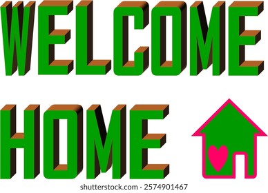 3D Text Effect WELCOME HOME in EPS Format