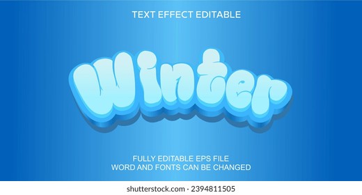 3d text effect winter vector editable