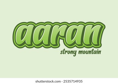 3d text effect with the word "aaran" which means strong mountain