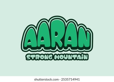 3d text effect with the word "aaran" which means strong mountain