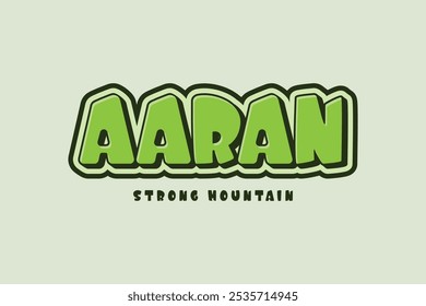 3d text effect with the word "aaran" which means strong mountain