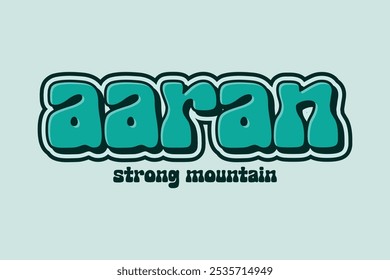 3d text effect with the word "aaran" which means strong mountain