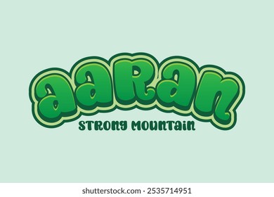 3d text effect with the word "aaran" which means strong mountain