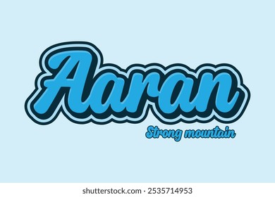 3d text effect with the word "aaran" which means strong mountain