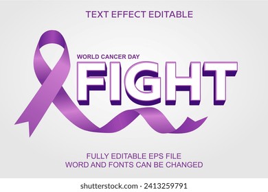 3D TEXT EFFECT WORLD CANCER DAY VECTOR EDITABLE