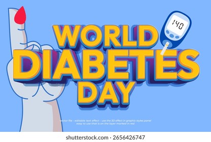 Efecto de texto 3D para la concienciación del Día Mundial de la Diabetes