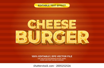 3d text effect with yellow cheese theme. typography for cheese burger product.