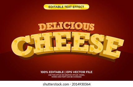 3d text effect with yellow cheese theme. typography for decheese product.