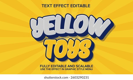 3d text effect yellow toys vector editable