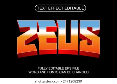 3D TEXT EFFECT ZEUS VECTOR EDITABLE