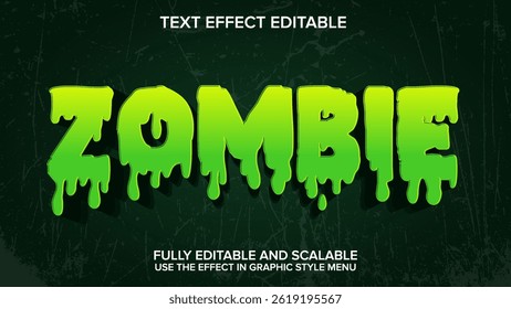 vetor zumbi de efeito de texto 3d editável