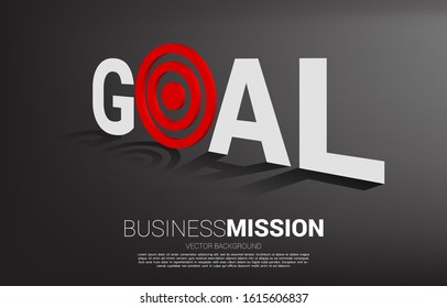 3D Text GOAL with with target dartboard . Concept of vision mission and goal of business
