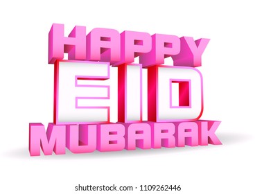 3d text happy eid mubarak. Vector editable.