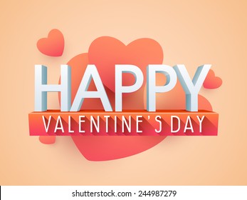 3D text Happy Valentines Day on beautiful hearts decorated background.