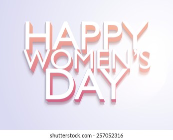 3D-Text Happy Women's Day auf glänzendem Hintergrund, kann als Poster, Banner oder Flyer verwendet werden.